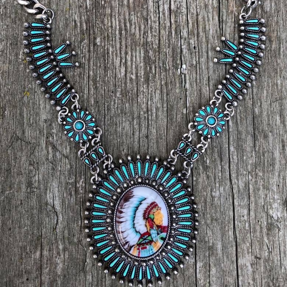 Statement Turquoise with Cameo Necklace